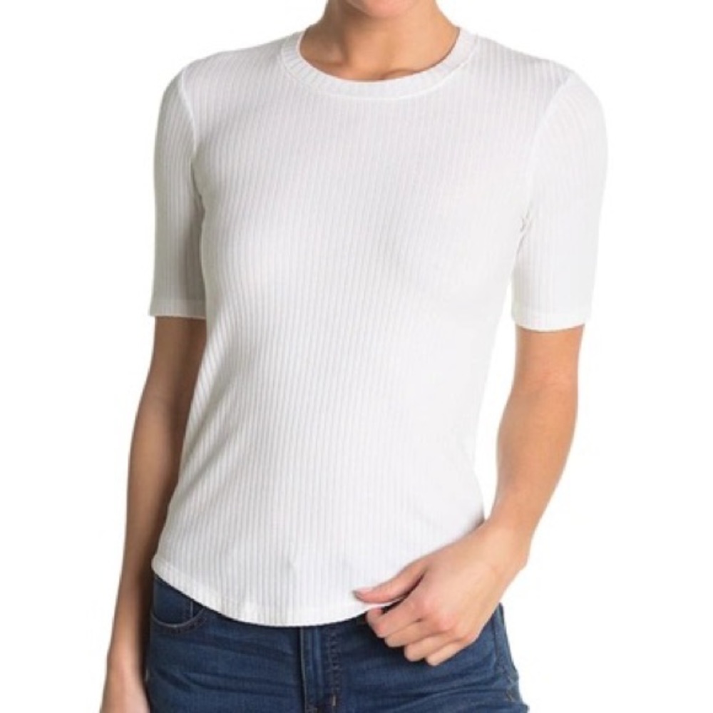 Baldwin Sabina Ribbed Knit T-shirt In White